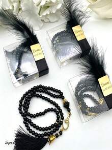 Personalized Islamic Pearl Prayer Beads Set With Customized Engraved Acrylic Tag, Ribbon And Gift Box, Tassel Prayer Beads, Ramadan Wedding Eid Ramadan Baby Shower Guest Souvenir Favor, Multi-Color Pearl Islamic Gift - Multicolor - View 21