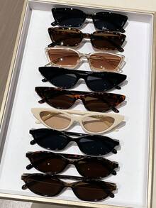 9pcs Casual Minimalist Fashion Frame Glasses Set, Versatile Daily Wear For Women, Suitable For Parties, Street Style, Summer, Business, Decor, Dating, Posing, Outdoor, Y2K Style - Multicolor - View 1