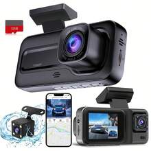 Dash Cam Front And Rear Inside 3 Channel Dashcam For Cars 1080P With 32GB Card Adjustable Lens 3 Ways Triple Camera With Night Vision, G-Sensor, Loop Recording, Parking Monitor - A98 - View 8