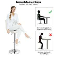 Set Of 2 Square Swivel Adjustable PU Leather Bar Stools With Back And Footrest-White-XY162876 - FXCYMFFHZJMAN1 - View 3