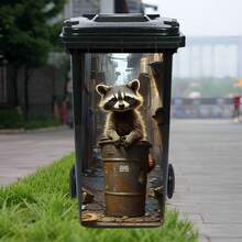 Cute Puppy, Squirrel, Bird Printed Trash Can Sticker, Waterproof PVC Outdoor Trash Can Poster, Tear Off Film Sticker, Available In Four Sizes - 1PC - View 7