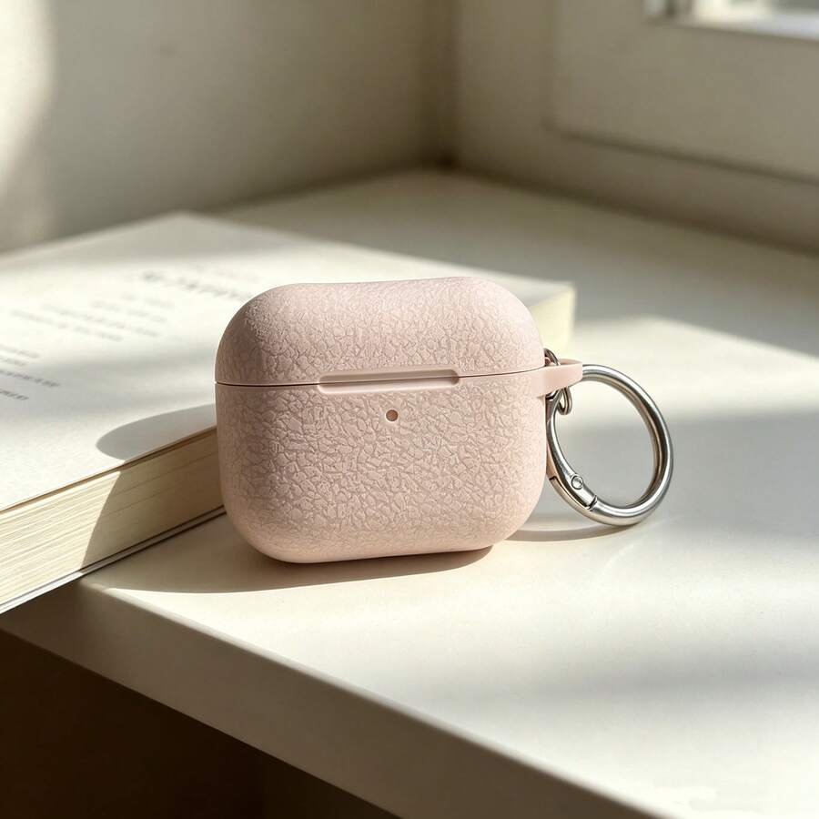 Compatible con Auriculares Bluetooth Apple Funda Protectora Avanzada - Elegante, Simple, unicolor, Funda Protectora de Silicona Duradera con Llavero - polvo de arena - Ver 1