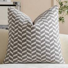 1pc Gray-White Raised Stripe Pillow Cover (Pillow Insert Not Included), Modern Soft Chenille Material, Vintage Textured Decorative Throw Pillow Case, Suitable For Home Sofa, Bedroom, Decor, All Seasons - Grey - View 13