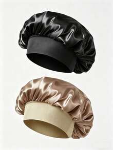 1/2 pièces Bonnet de nuit pour femmes, Bandeau en satin, Bonnet de nuit en mousseline haute élasticité, Bonnet de soin des cheveux en satin premium, Bandeau en soie pour cheveux bouclés - Multicolore - Voir 6