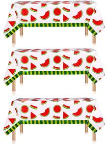 2Pcs/ 3Pcs Summer Watermelon Rectangle Party Tablecloth, 130*220cm Melon Decorative Plastic Table Cloth Dining Table Cover, Party Table Cloth Watermelon Theme Tablecloth Watermelon Birthday Party Supplies Plastic Fruit Party Decor 86 X 51 Inch - Watermelon - View 10