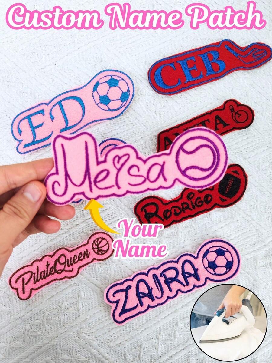 3-6 Inch Iron-On Name Patch, Large Back Embroidery Patch For Jacket, Home Decor, Decoration, Personalized Gift, Customized Gift, Personalized Name Embroidery Patch, Customized Text Embroidery Patch, Sew-On/Iron-On Patch Accessories, Suitable For Hats And Backpacks