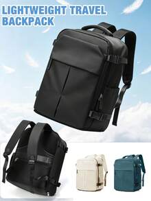 Large Capacity Travel Backpack, Side-Opening Expandable Compartments For Clothing Storage, Fits 15.6 Inch Laptop, Waterproof & Wear-Resistant Fabric, Multiple Pockets For Organization, Buckle Strap Reinforcement, Suitable For Short Trips, Boarding, School, Daily Commute, Lightweight & Burden-Reducing, Unisex Minimalist Travel Backpack - Multicolor - View 3