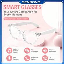 SENBONO AI Smart Bluetooth Glasses With Call Answer/Reject, Hands-Free Calling, Music & Volume Control, AI Translation, Voice Assistant Activation, Built-In Mic & Speakers For IOS & Android, Fashion Glasses - View 1