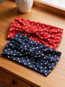 3 pièces Bandeau ultra large à pois et nœud, accessoire de cheveux élégant et décontracté pour femme - Multicolore - Voir 3
