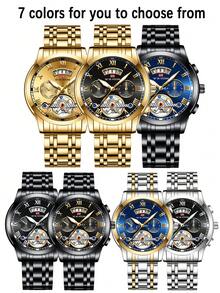 VA VA VOOM Brand Men's Watch, Stainless Steel Fashion Strap, Analog Tourbillon Design, Calendar Movement, Business Men's Quartz Watch - one-size - View 11