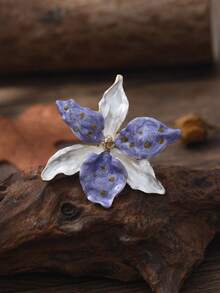 1pc Handmade Glazed White Flower Ring, Gilded Mottled Vintage Design, Niche Artistic Women's Jewelry - Multicolor - View 8