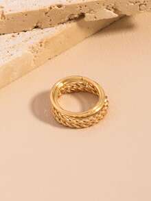 1 Set Anello Minimalista Dorato Elegante Personalizzato con Linea a Cuore, Regalo per Vacanze al Mare e Festività - Dorato - Visualizzare 6