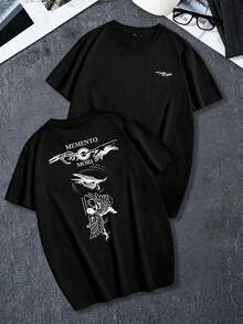 Men's Plus Size Loose Oversize Angel Hands Double-Sided Print Dark Casual T-Shirt Short Sleeve | Exquisite Craftsmanship | Summer Essential Item | Versatile And Easy To Match, Show Off Your Style - Black - View 7