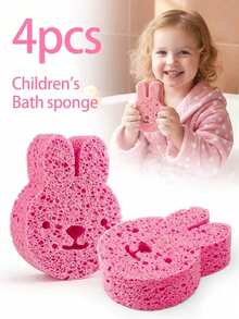 4pcs/1pc Baby Bath Sponge - Cute Exfoliating Bath Brush | Bathroom Baby Bath Essentials - Toddler Must-Haves | Cartoon Shaped Wood Pulp - Multicolor - View 4