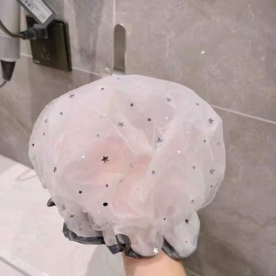 Women's Waterproof Shower Cap, Thick Head Cover For Bathing, Makeup, Kitchen Oil Smoke And Dust Protection, Home Use, Shower Accessories - Multicolor - View 1