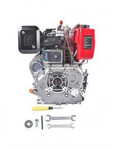 10HP 4Stroke Single-Cylinder Diesel Engine 418CC 6300W Recoil 3600RPM Air Cooled Red - as Pic - View 4