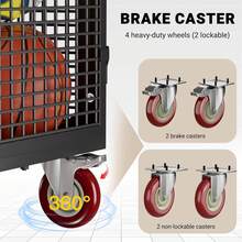 Rolling Fine Mesh Ball Storage Cart, Lockable Wheeled Organizer Basket For Small Sports Balls And Gym Gear - Black - View 4