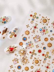 1PC Retro Luxury Jewelry Nail Stickers, 5D Exquisite And Versatile Nail Accessories, Nail Decoration Components, Handmade Nail Stickers, Nail Tips, Nail Parts, The Best Nail Products For Girls And Women, Summer Nail Tips, Simple Nail Techniques - Multicolor - View 7