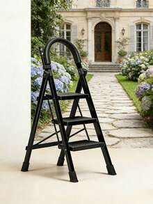 [Heavy Duty Folding Ladder] Sturdy 550lb Heavy Duty 3/4 Step Folding Ladder   Wide Non-Slip Pedals, Lightweight Portable Design For Home & Industrial Use - 3 Steps - View 7