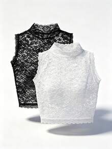 Women's Detachable Lace Collar, White/Black Lace Collar Decor, Suitable For Daily Use In Summer, Soft & Fast Delivery, Women's Accessory For Independence Day - Multicolor - View 2