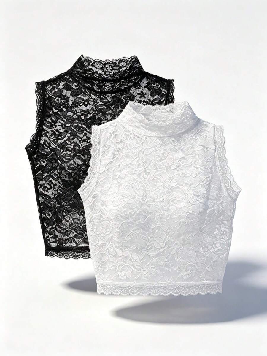 Women's Detachable Lace Collar, White/Black Lace Collar Decor, Suitable For Daily Use In Summer, Soft & Fast Delivery, Women's Accessory For Independence Day