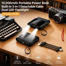 hoco. Portable Charger Battery Pack 10000mAh With Built-In Multi Charging Cables, Detachable Cable Convenience, Digital Display And LED Light, Great For Women On The Go, Travel Days, Holiday Shopping, Weekend Getaways And Daily Backup Power - Default - View 9
