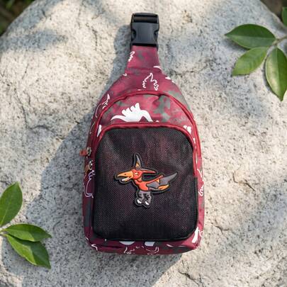 Bandolera infantil temática dinosaurio, bolso impermeable de nailon para guardar snacks y monedas para niño y niña