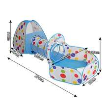 Indoor/Outdoor Pretend Play Blue Polka Dot 3 Pieces Set Ball Pit Tunnel Castle Kids Tent, Blue Polka Dot 3 Pieces Set Theme Play House, Hide And Seek Secret Base For Boys And Girls, Ideal Holiday Family Party Gift - Blue - View 5