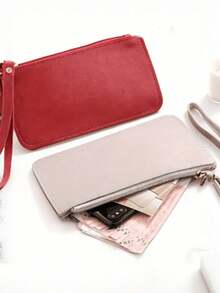 Cartera y tarjetero de PU personalizado con ranuras para tarjetas y correa de muñeca, adecuado para uso casual diario (color de cremallera aleatorio) - Ver 4