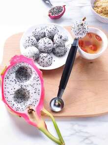 1pc Double-Ended Stainless Steel Melon Baller Scoop, 2 Size Fruit Ball Maker, Multifunctional Ice Cream Scooper Watermelon Dragon Fruit Digging Spoon, Kitchen Gadget For Fruit Salad Dessert Decoration - Multicolor - View 7