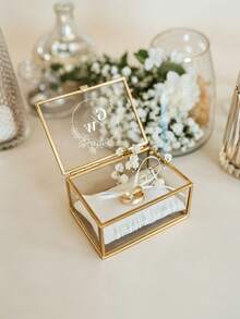 Personalized Gold Glass Ring Box, Vintage Wedding And Engagement Ring Box - Multicolor - View 10