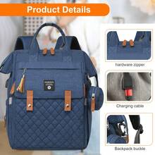 Large Capacity Diaper Bag Backpack, Multifunctional Maternity Bag For Mom, Lightweight Care Backpack For Stroller Walks, Park & Weekend Getaways - Blue - View 4