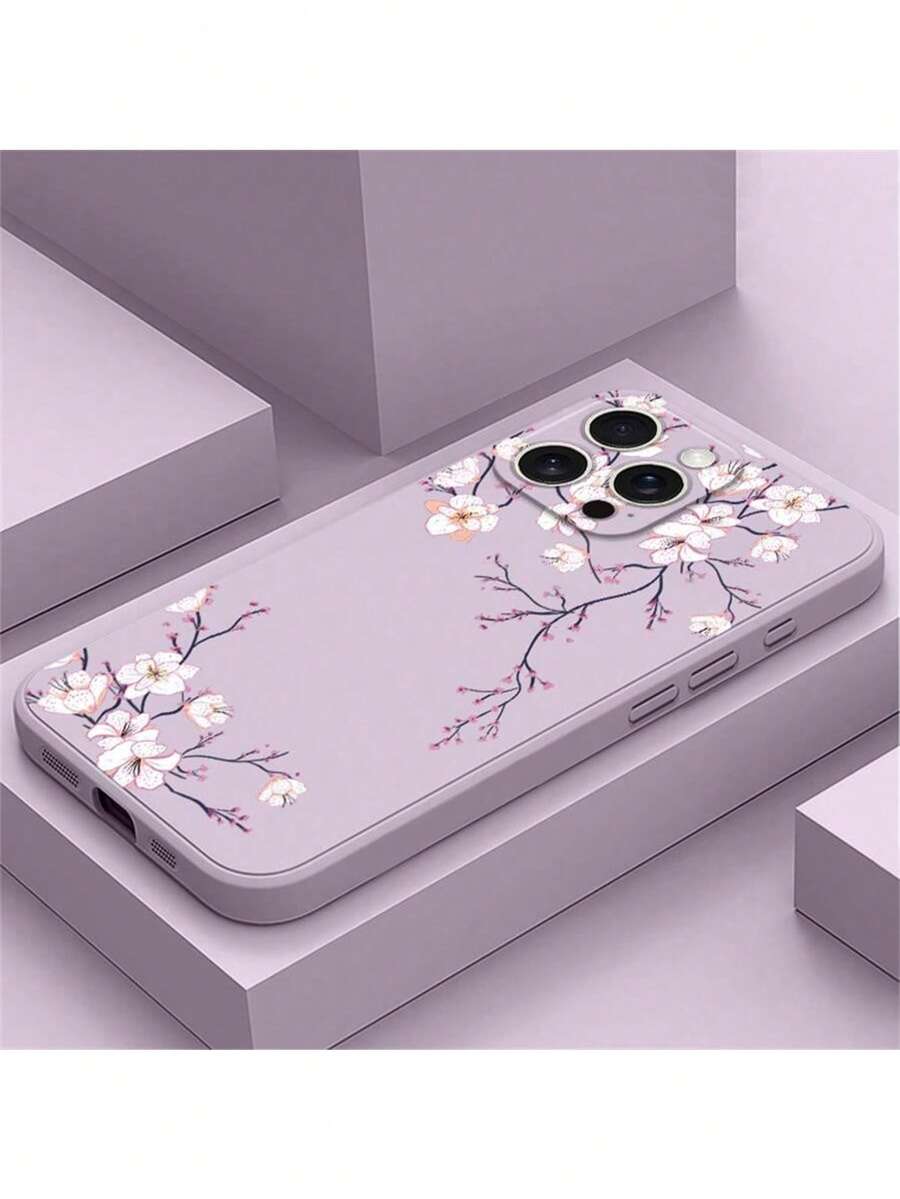 Floral Painted Perforated Purple Painted Minimalist Fashion Creative Anti-Drop Phone Case Compatible With Ip 17/Ip 17pro/Ip 17promax/ IP16/11/16pro/16plus/16promax/16e/15Promax/13/14/12/XS/XR/7G/8P, Compatible With Samsung Galaxy S26/S26PLUS/S26 UltraS25/S25PLUS/S25 Ultra/A16/A36/A26/A56/A50/A12/A32/A52/A72/A51/A21S/A13/A14/S24/S24PLUS/S24Ultra/S20/S23/S22/A53/S20FE/S21/,Anti-Drop Phone Protective Case - Purple - View 1