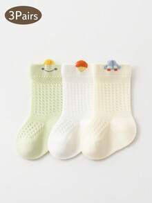 3 Pasang Kaos Kaki Bayi Kartun, Jaring Lebar Bernapas, Tanpa Tulang, Tidak Ada Benang yang Terlepas, Kaos Kaki Katun Tipis untuk Bayi dan Balita, Musim Semi dan Musim Panas - MultiWarna - View 3