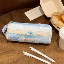 Large Capacity Portable Lace Edge Pencil Case, Suitable For Organizing Stationery At School, Office Or Home, Keeps Desktop Tidy, Ideal Gift Choice For Back To School Season Or New Year - Multicolor - View 3