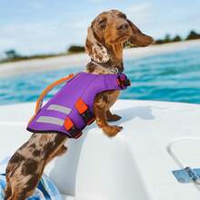Dog Life Jacket, High Buoyancy Dog Swimming Vest, Suitable For Swimming, Boating; Tear-Resistant Reflective Pet Swim Vest, Fits Small, Medium, Large Dogs, Pool Floating Style, Adjustable Dog Swimming Safety Vest - Purple - View 10