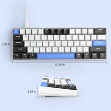 MageGee Star61 Mini 60% RGB Gaming Mechanical Keyboard 61 Keys Wired USB-C Multi-Device Gaming Keyboard Customizable Keycaps Suitable For Laptop PC Computer Gamers [Black & Blue: Brown Switch] - Black and white blue (Brown Switch) - View 7