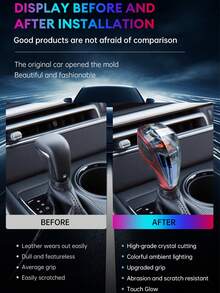 XUDA 2026 新款汽車水晶排檔桿，水晶七彩 LED 燈排檔手柄，酷炫配色，側發光，免安裝即插即用，握感舒適，耐磨防刮，適用於汽車 - A - 查看 5