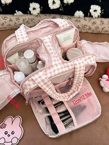 Fashionable Lightweight Large Capacity Storage Bag, Multi-Pocket Women's Makeup Bag, Toiletry Bag, Storage Bag, And Zippered Large Capacity Multi-Functional Travel Bag, Suitable For Travel And Vacation. - Pink - View 2