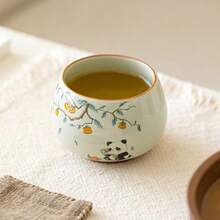 Persimmon-Shaped "Ruyi" Panda Small Tea Cup, Ceramic Personal Tea Cup, Kung Fu Tea Set, Luohan Cup, Single Cup - Multicolor - View 9