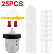 25pcs Disposable Paint Mixing Cups 600ml With Spray Gun Adapter Kit For Auto & DIY - 25pcs - View 1