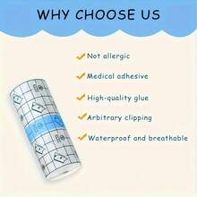 YITAPE 1 Roll White Waterproof Transparent Tape, PU Material, Odorless Easy-Tear Multi-Functional, Suitable For Swimming, Showering, Tattoo Protection - A - View 3