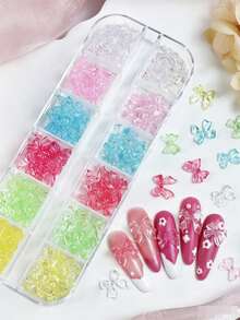 1 Box Jelly Transparent Bow Nail Art Decorations, Multiple Styles Bows Spring/Summer Nail Art Decor, Kawaii Nail Art Accessories, Y2K Romantic Gentle Minimalist Style Bows Nail Art Supplies Accessories, Suitable For DIY Women's Nail Salon Design Decoration Nail Charms - Multicolor - View 3