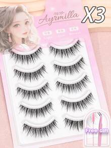 10/7/5 Pairs Natural C-Curl Fluffy Soft Dramatic 3D Faux Mink Eyelashes, Messy Multi-Layered Short Thick False Eyelashes Extension Set, Wholesale Fake Lashes Cosmetics For Wedding Party Daily Work Meeting, Natural Looking Comfortable Wear With Handmade Curled Ends - Natural Lashes - View 14