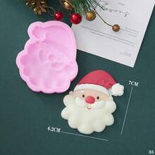 1pc Santa Claus Pattern Silicone Mold, Suitable For Photography Props, Handmade Crafts, Plaster And Holiday Candle Decoration, Easy Release, Reusable - Pink - View 2