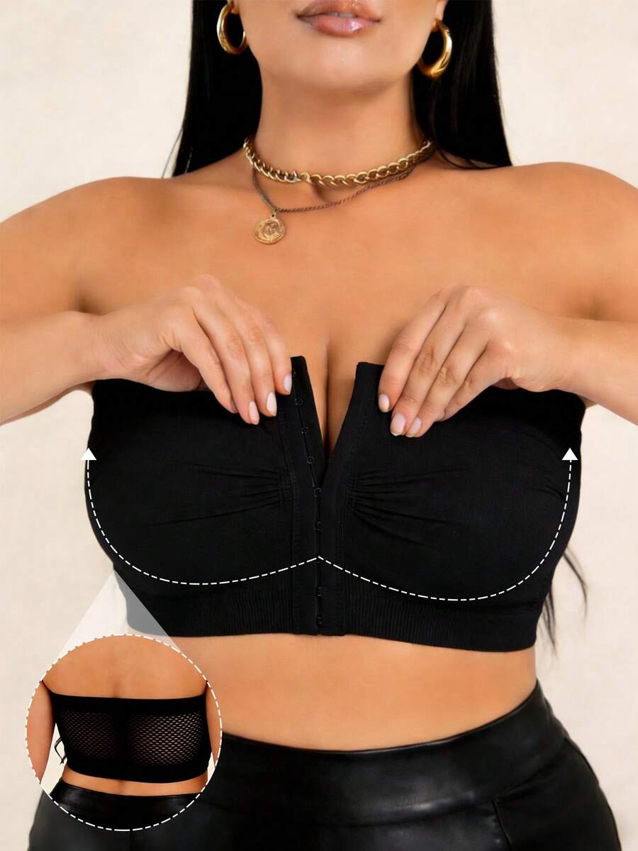 EssElegance, Plus Size, Strapless, Bra, Seamless, Invisible, Front Closure, Wireless, Beautiful Back, Shaping