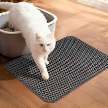 Tappetino anti-schizzi a doppio strato in EVA per lettiera per gatti, design a nido d'ape a doppio strato, tappetino di pulizia per animali domestici impermeabile e anti-urina, tappetino per la raccolta della lettiera per gatti, accessori per gatti, adesivo antiscivolo venduto separatamente, si prega di misurare accuratamente le dimensioni della lettiera per gatti prima, quindi fare riferimento alla tabella delle taglie per l'acquisto - nero - Visualizzare 5