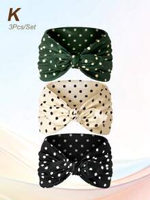 3 pièces Bandeau ultra large à pois et nœud, accessoire de cheveux élégant et décontracté pour femme - Multicolore - Voir 16
