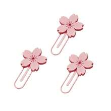 3pcs Cute Pink Cherry Blossom Bookmark Clips, Bookmarks, Paper Clips, Paper Clips, Cherry Blossom Page Markers Suitable For Books And Journals, Decorative Paper Clips Suitable For Office Documents, Study Notes And Planner Organization, Cute Stationery Gift Suitable For Students And Readers - Bookmark - View 6