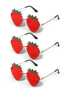 1 pieza Gafas de moda novedosas con diseño de fresa para mujeres, estilo lindo de Y2K, adecuado para fiestas, vacaciones, San Valentín, en colores rojo, verde, azul, morado, verde claro, amarillo, rosa claro para verano, playa, vacaciones, exterior, viaje - Forma de fresa - Ver 25